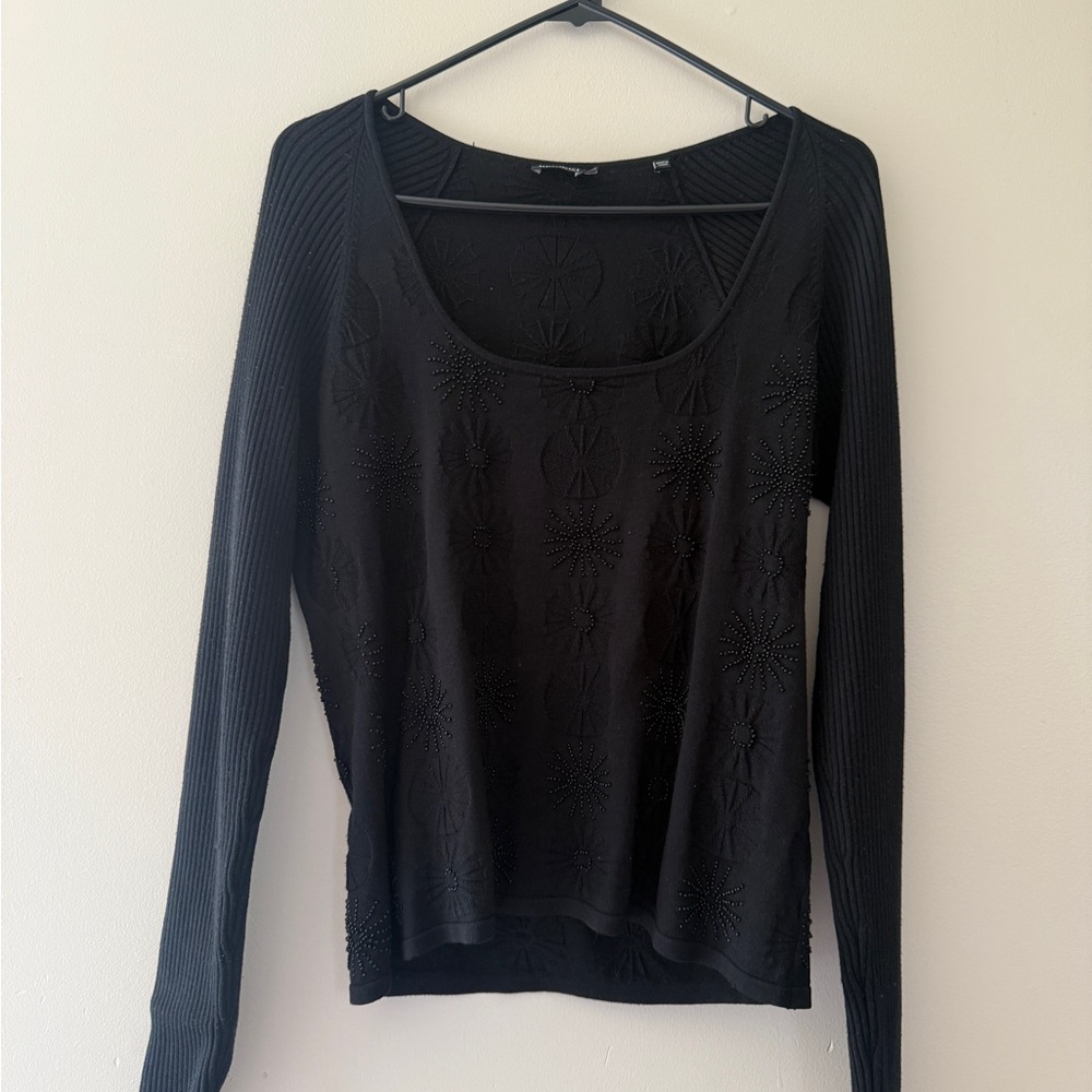 Silk Elegant Black Long Sleeve Top